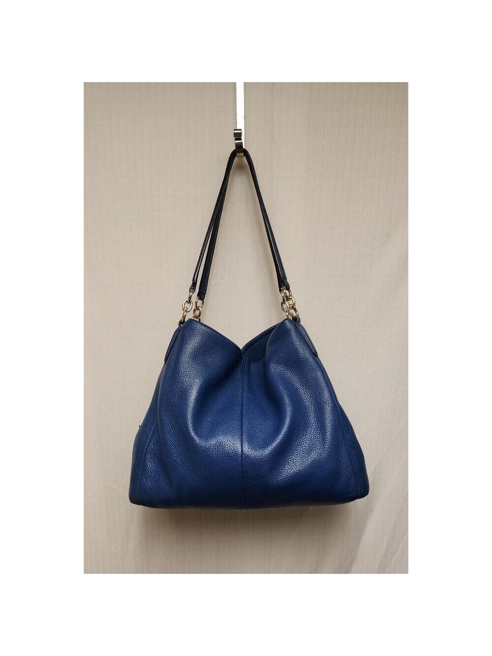 Coach Phoebe F35723 Blue Pebble Leather Shoulder Bag with Gold-Tone Hardware - Picture 2 of 13